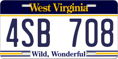 WV license plate 4SB708