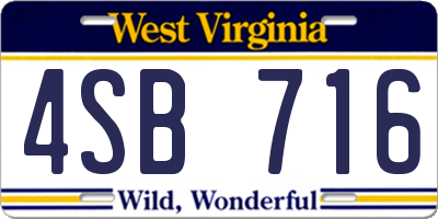WV license plate 4SB716