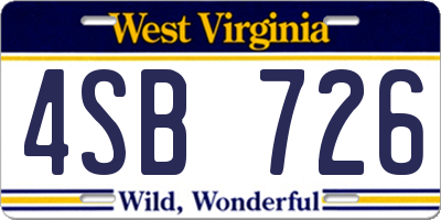WV license plate 4SB726