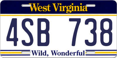 WV license plate 4SB738
