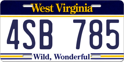 WV license plate 4SB785