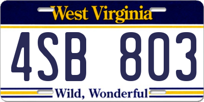 WV license plate 4SB803