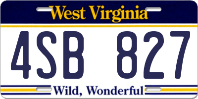 WV license plate 4SB827