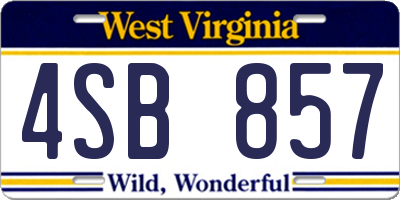 WV license plate 4SB857
