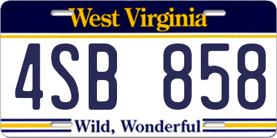 WV license plate 4SB858