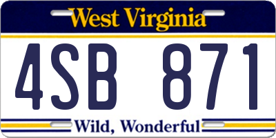 WV license plate 4SB871