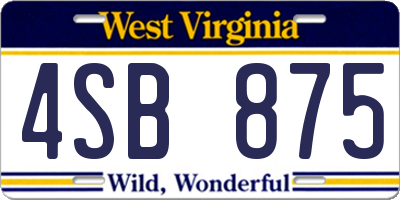 WV license plate 4SB875