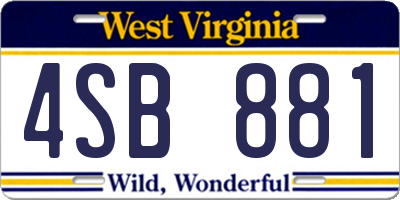 WV license plate 4SB881