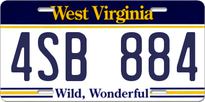 WV license plate 4SB884