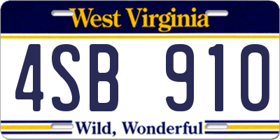 WV license plate 4SB910