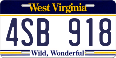 WV license plate 4SB918