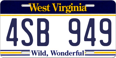 WV license plate 4SB949