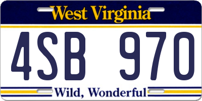 WV license plate 4SB970