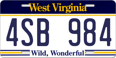 WV license plate 4SB984