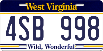 WV license plate 4SB998