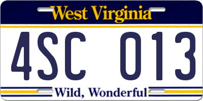 WV license plate 4SC013