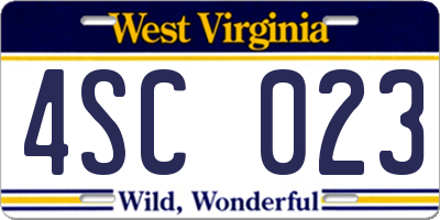 WV license plate 4SC023
