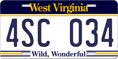 WV license plate 4SC034