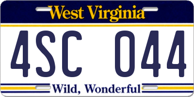 WV license plate 4SC044