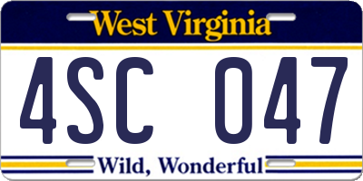 WV license plate 4SC047
