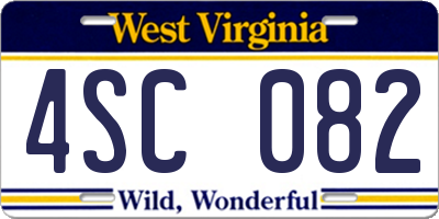 WV license plate 4SC082