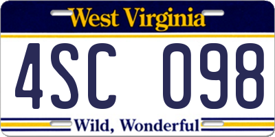 WV license plate 4SC098
