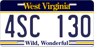 WV license plate 4SC130