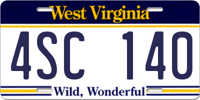 WV license plate 4SC140