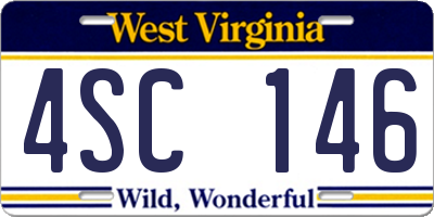 WV license plate 4SC146