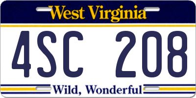 WV license plate 4SC208