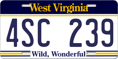 WV license plate 4SC239