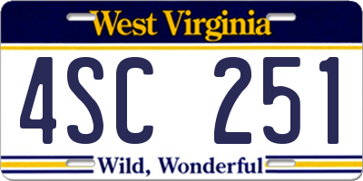 WV license plate 4SC251