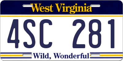 WV license plate 4SC281