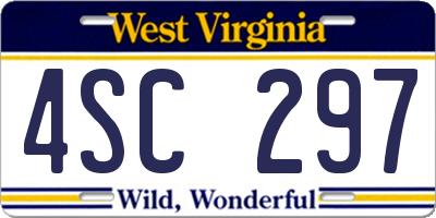 WV license plate 4SC297