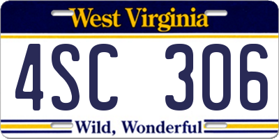 WV license plate 4SC306