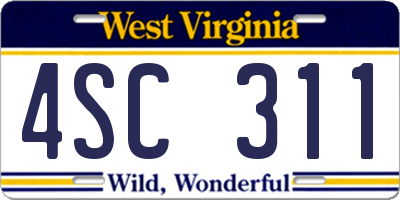 WV license plate 4SC311