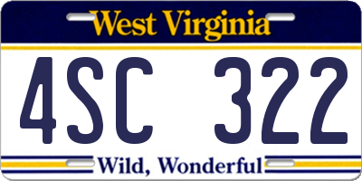 WV license plate 4SC322
