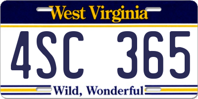 WV license plate 4SC365