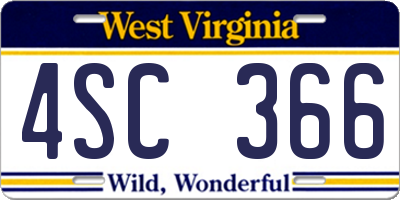 WV license plate 4SC366