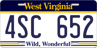 WV license plate 4SC652
