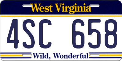 WV license plate 4SC658