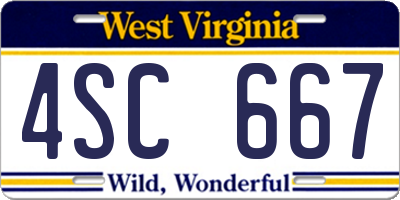 WV license plate 4SC667
