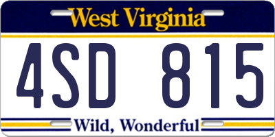 WV license plate 4SD815