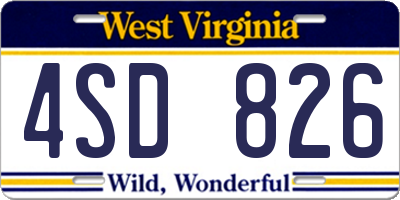 WV license plate 4SD826