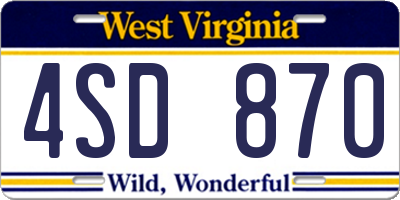 WV license plate 4SD870