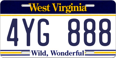 WV license plate 4YG888