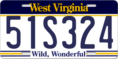 WV license plate 51S324