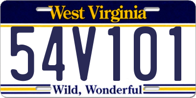 WV license plate 54V101