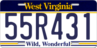 WV license plate 55R431
