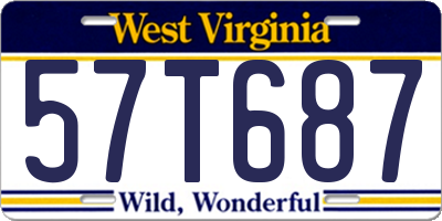 WV license plate 57T687